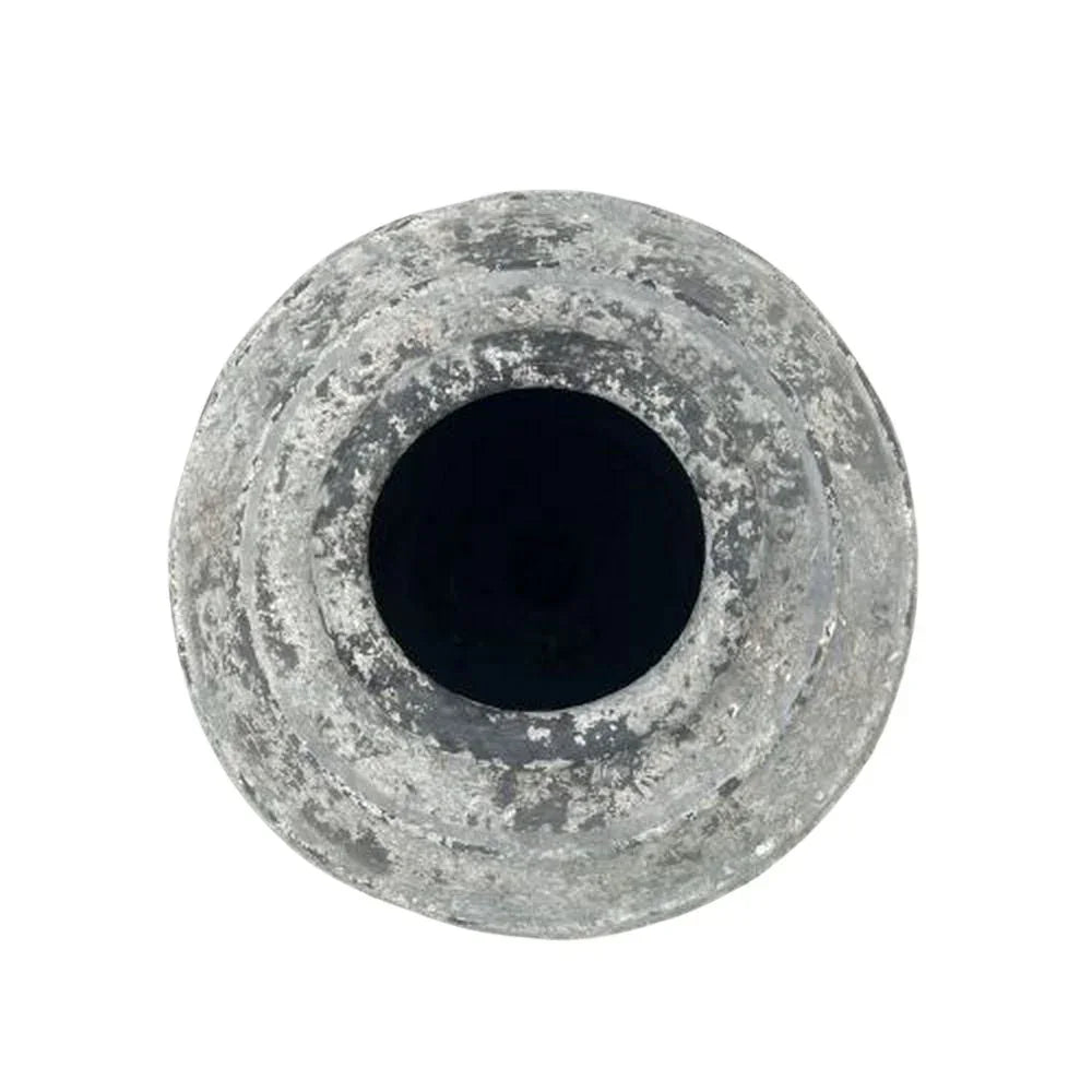 Top view of rustic stone planter pot, biophilic decor by Trendy Gardener