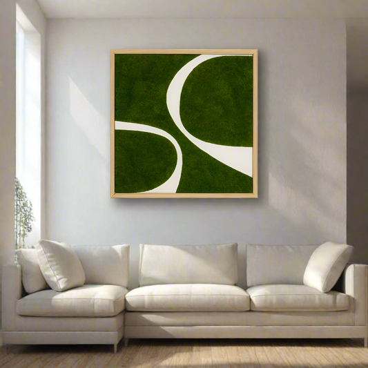 Abstract Moss Wall Art Series No. 014 made from the highest quality preserved mood moss with abstract shapes.