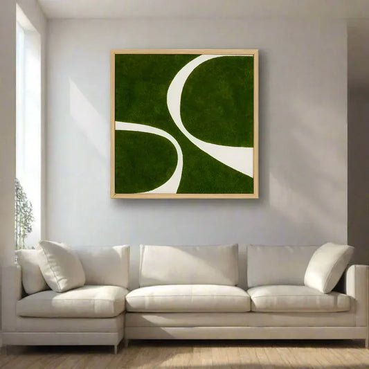 Abstract Moss Wall Art Series No. 014 made from the highest quality preserved mood moss with abstract shapes.