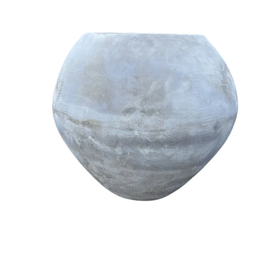 Large round terracotta planter handmade in Vietnam.