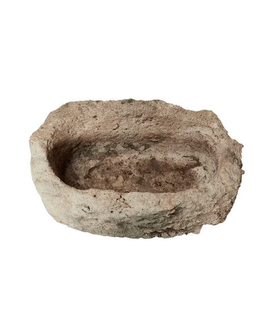 Oblong limestone trough planter top view, rustic stone decor for Trendy Gardener interiors