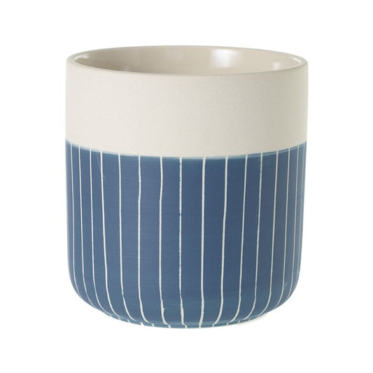 Westview's rustic ceramic pot with distressed textures, ideal for succulents.