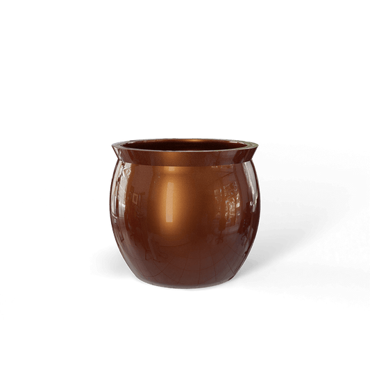 Shanghai Bowl Fiberglass Planter in Metallic Bronze