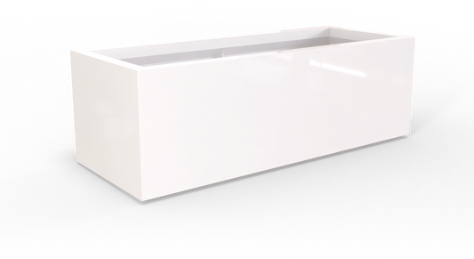 Cuba Rectangular Fiberglass Planter in Gloss Bright White