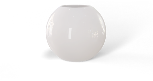 Globe Sculptural Fiberglass Planter in Gloss Bright White