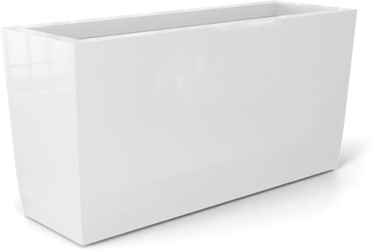 Panama Curved Rectangular Fiberglass Planter in Gloss Bright White
