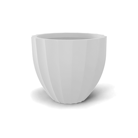 Santa Barbara Fluted Round Fiberglass Planter in Matte Bright White