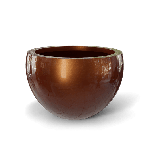 Tarragona Round Fiberglass Planter in Metallic Bronze