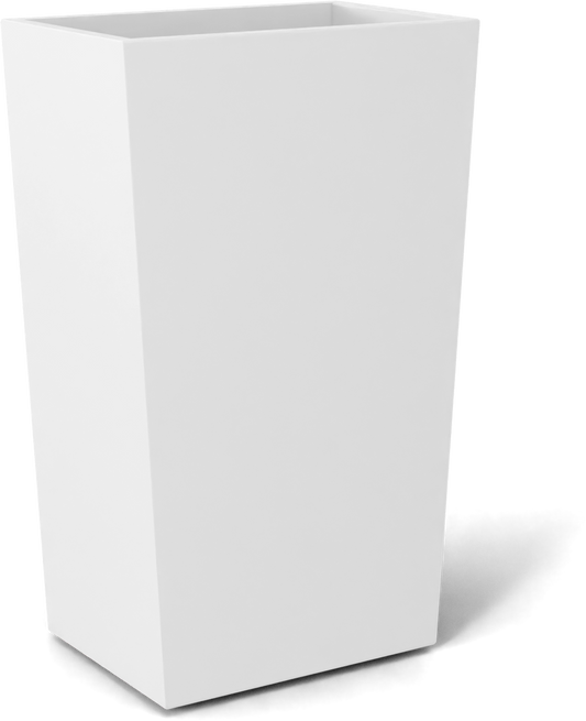 Amsterdam Tapered Rectangular Fiberglass Planter in Matte Bright White