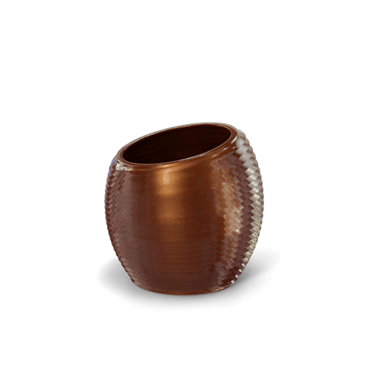 Spiral Sculptural Fiberglass Planter in Metallic Bronze