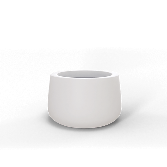 Short Hayden Round Fiberglass Planter in Matte Bright White