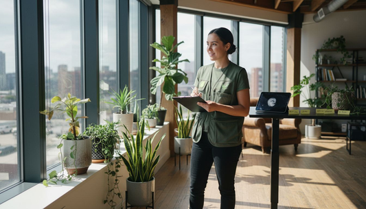 Plant care specialist documenting site assessment