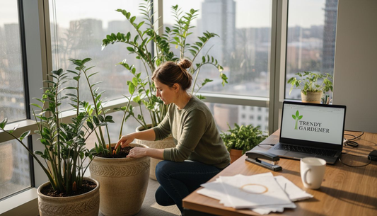 Office worker maintains thriving indoor plants