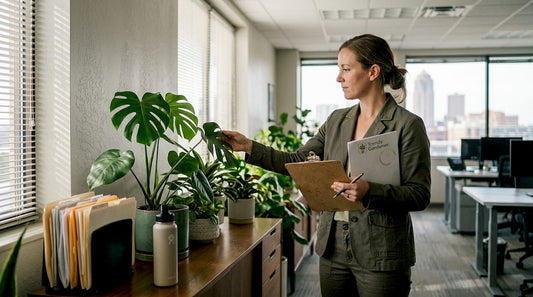 Manager inspects plant program in Iowa office