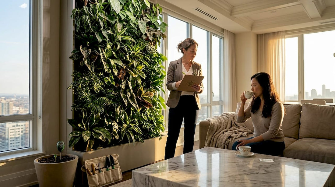 Horticulturist consulting in luxury penthouse