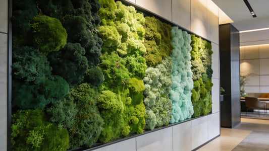 Custom preserved moss wall installation in a modern interior highlighting its maintenance-free beauty