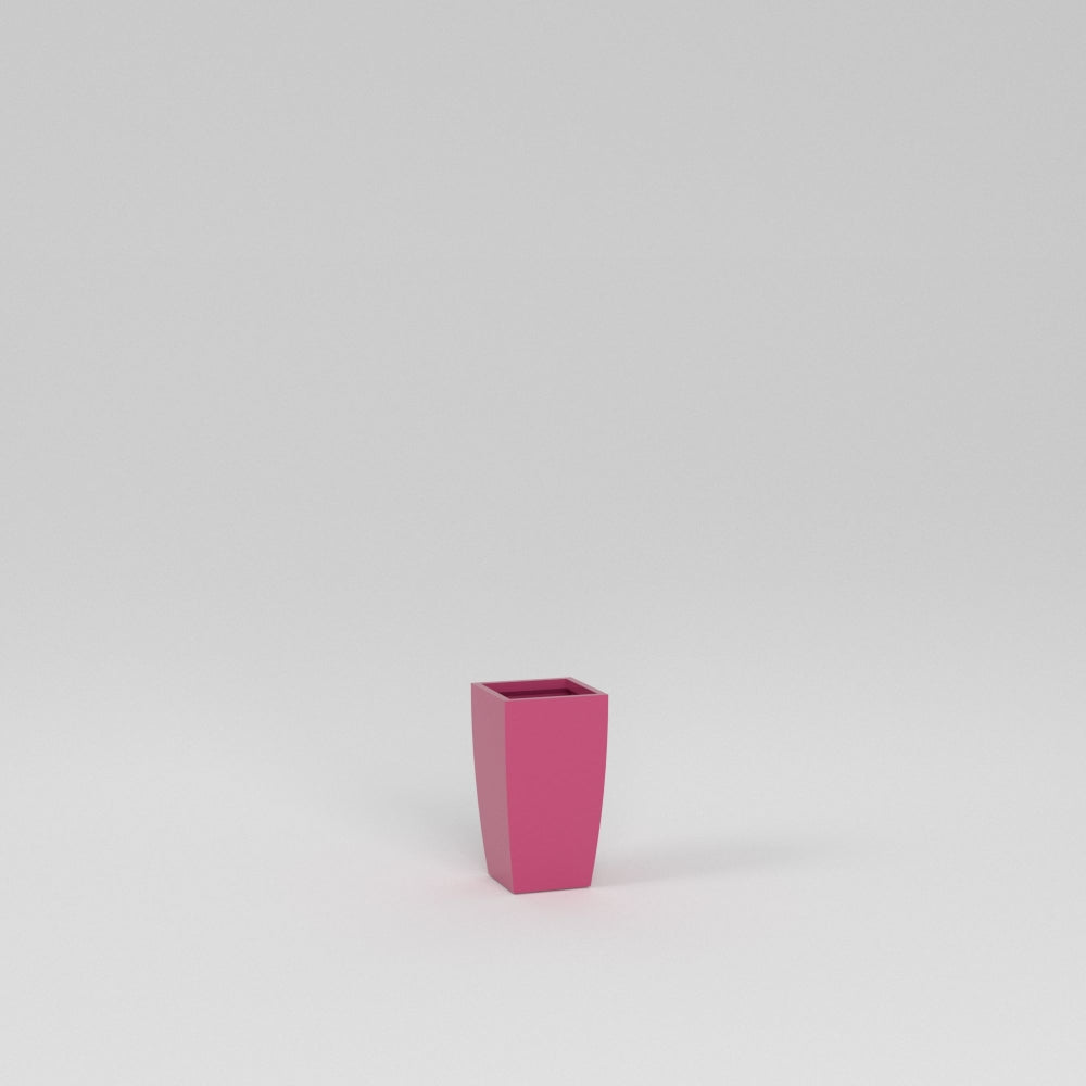 Semi Custom Gloss_Pink Tapered_European_Square_Fiberglass_Planter_-_Trendy_Gardener