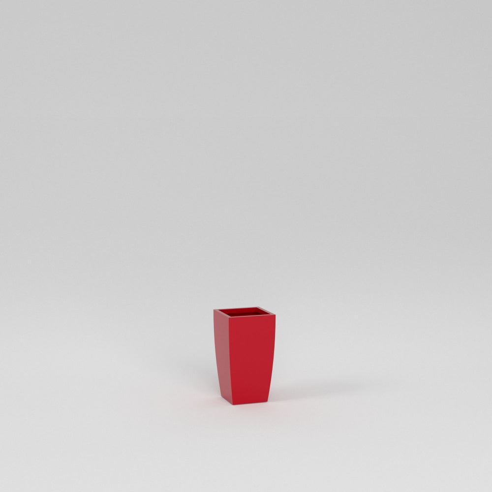 Semi Custom Gloss_Red Tapered_European_Square_Fiberglass_Planter_-_Trendy_Gardener