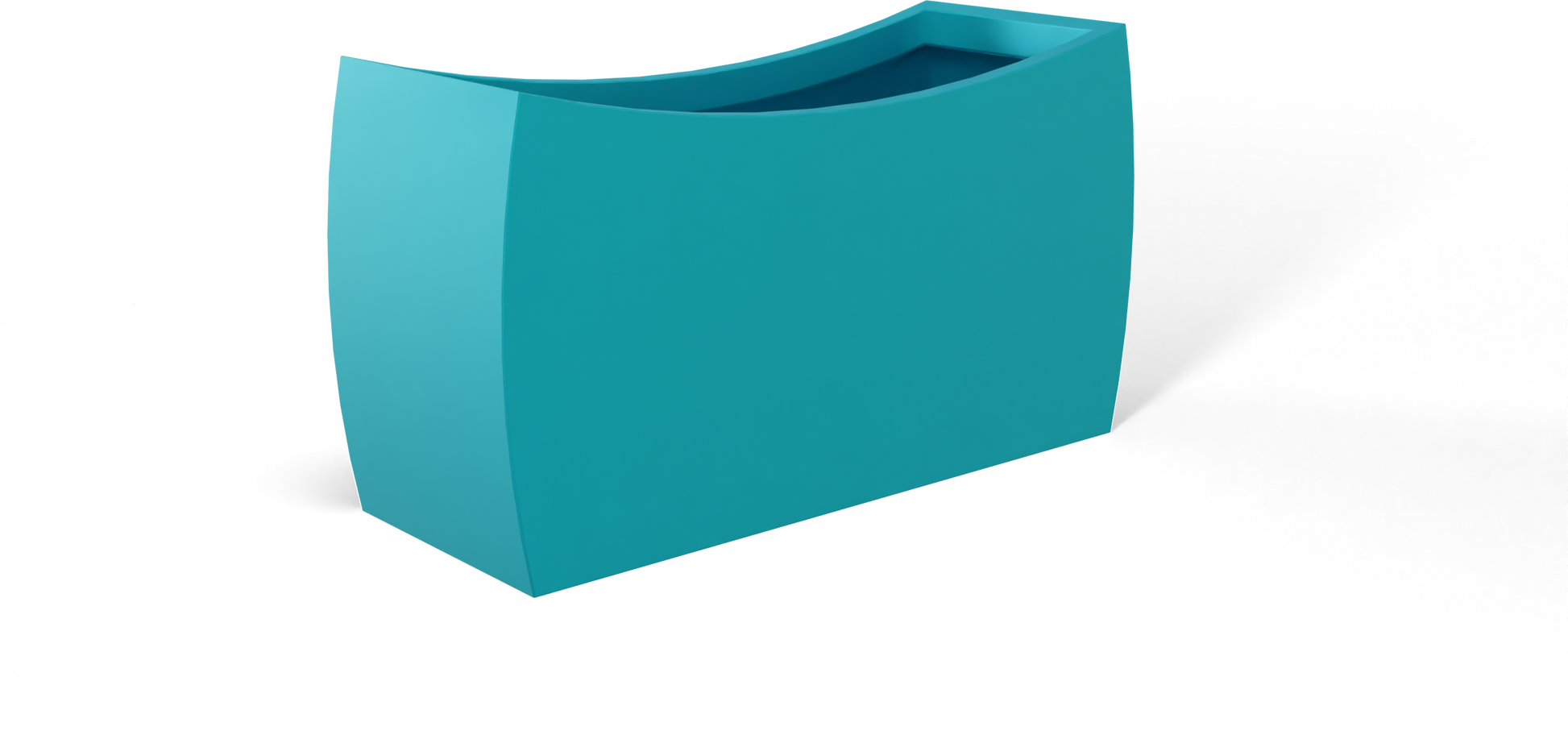 Seoul Curved Rectangular Fiberglass Planter in Satin Seafoam Green
