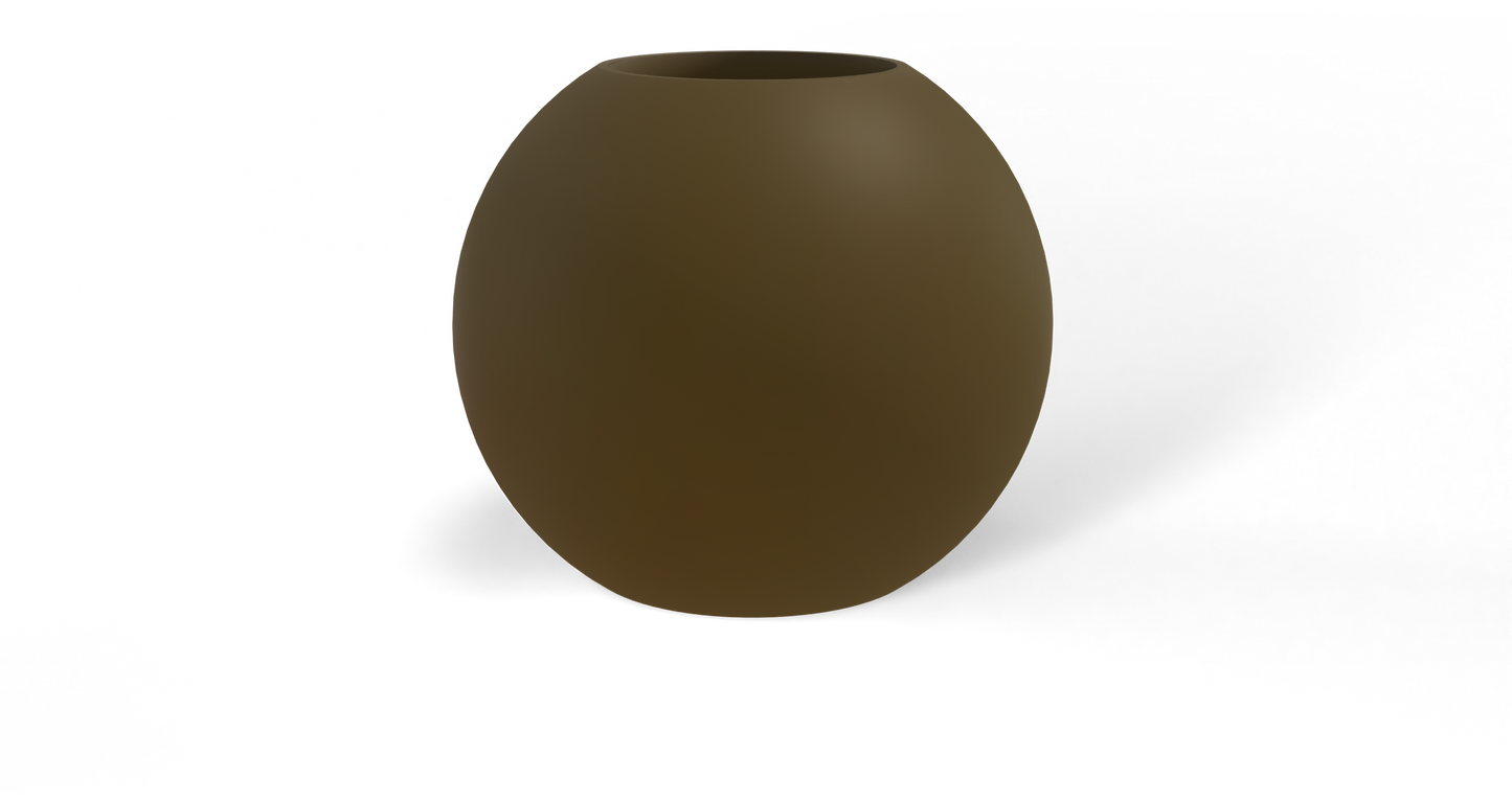 Globe Sculptural Fiberglass Planter in Matte Bronze