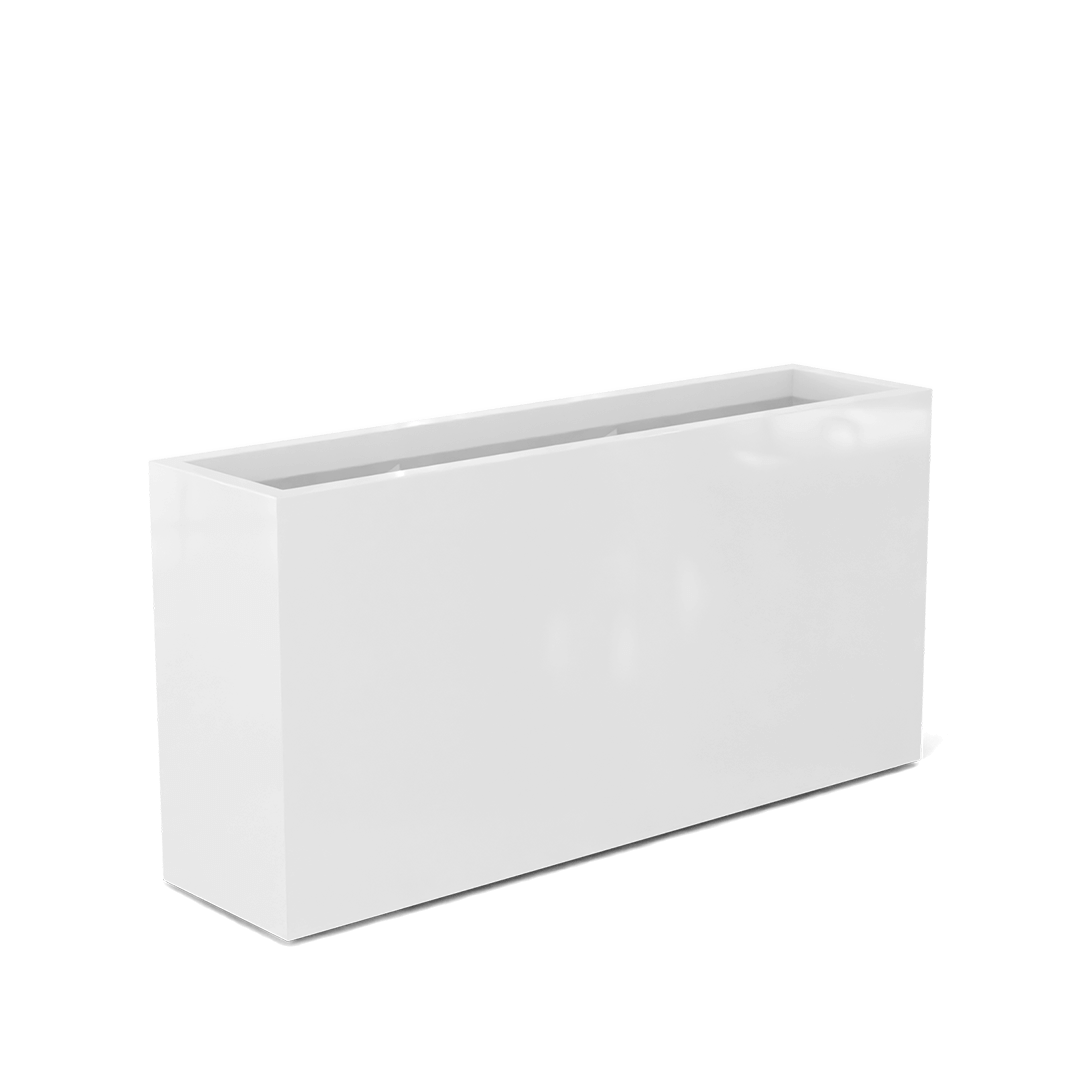 Hollywood Rectangular Fiberglass Planter in Gloss Bright White