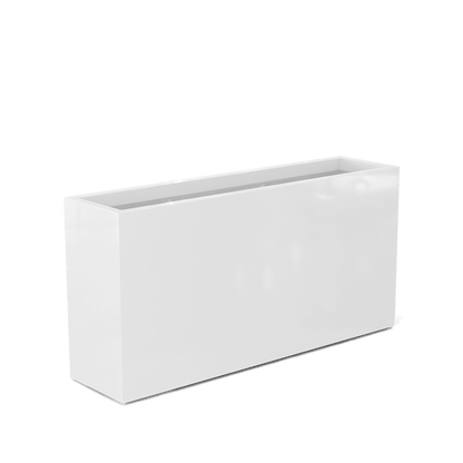 Hollywood Rectangular Fiberglass Planter in Gloss Bright White