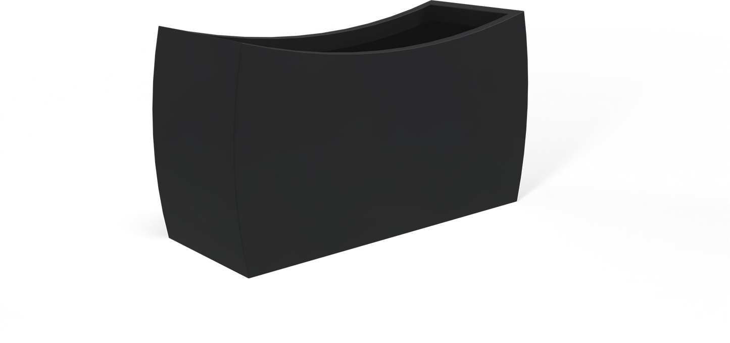 Seoul Curved Rectangular Fiberglass Planter in Matte Charcoal