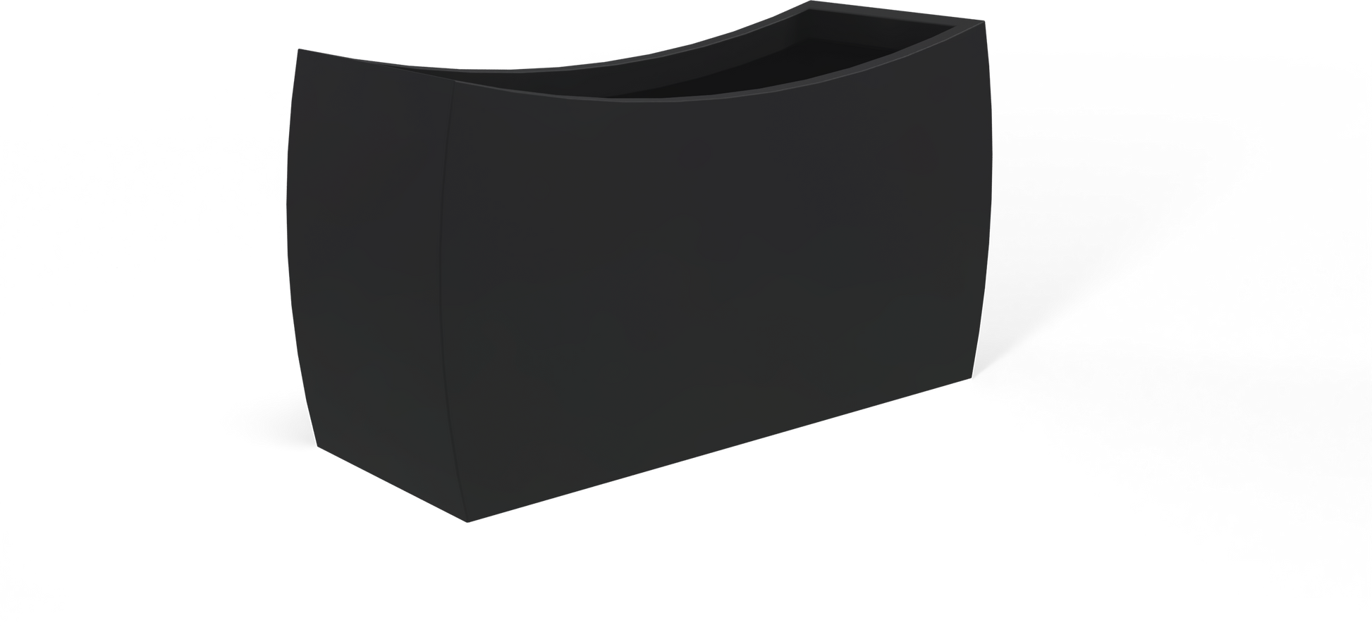 Seoul Curved Rectangular Fiberglass Planter in Matte Charcoal