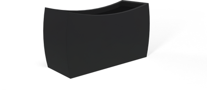 Seoul Curved Rectangular Fiberglass Planter in Matte Charcoal