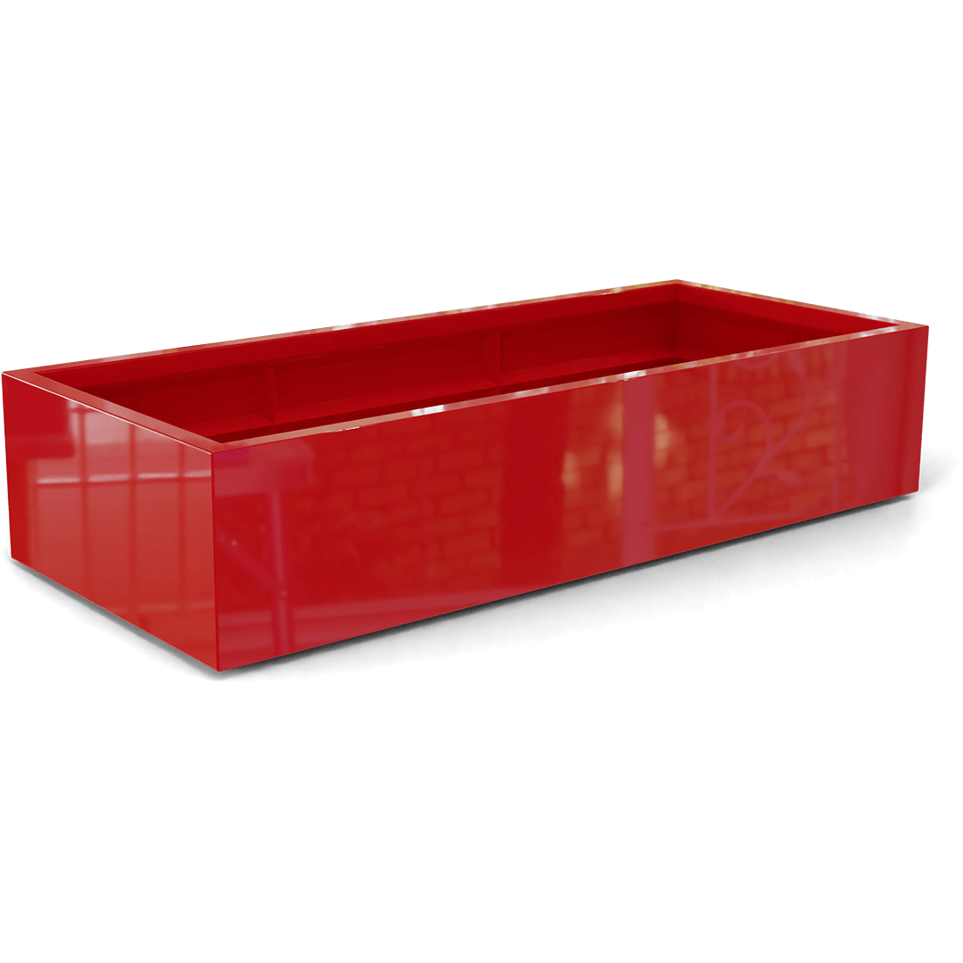 Selenge Rectangular Fiberglass Planter in Gloss Red