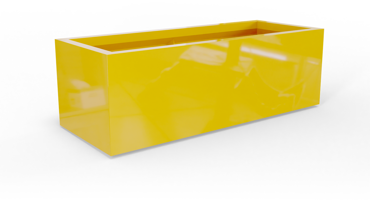 Cuba Rectangular Fiberglass Planter in Gloss Saffron