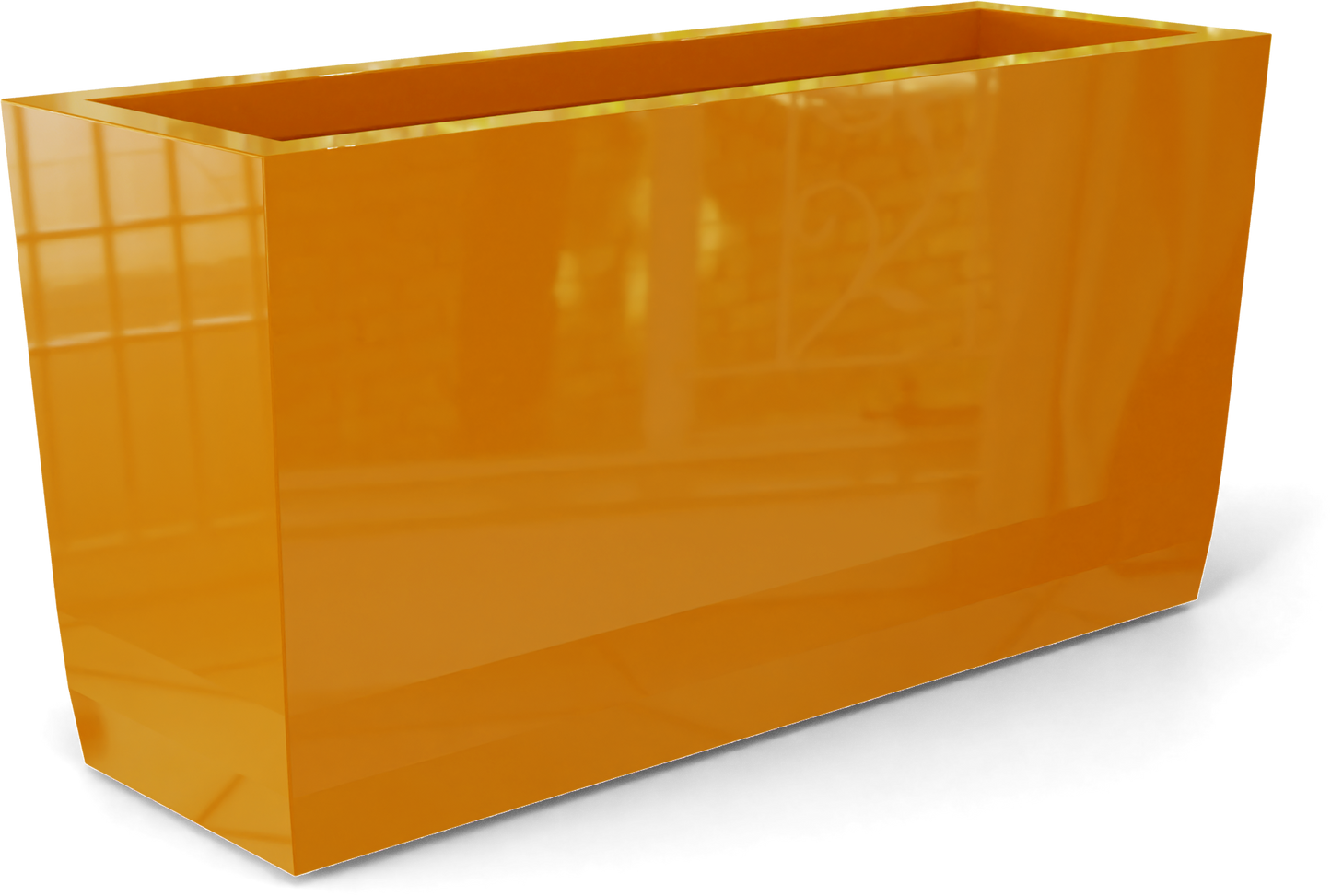 Panama Curved Rectangular Fiberglass Planter in Gloss Tangerine