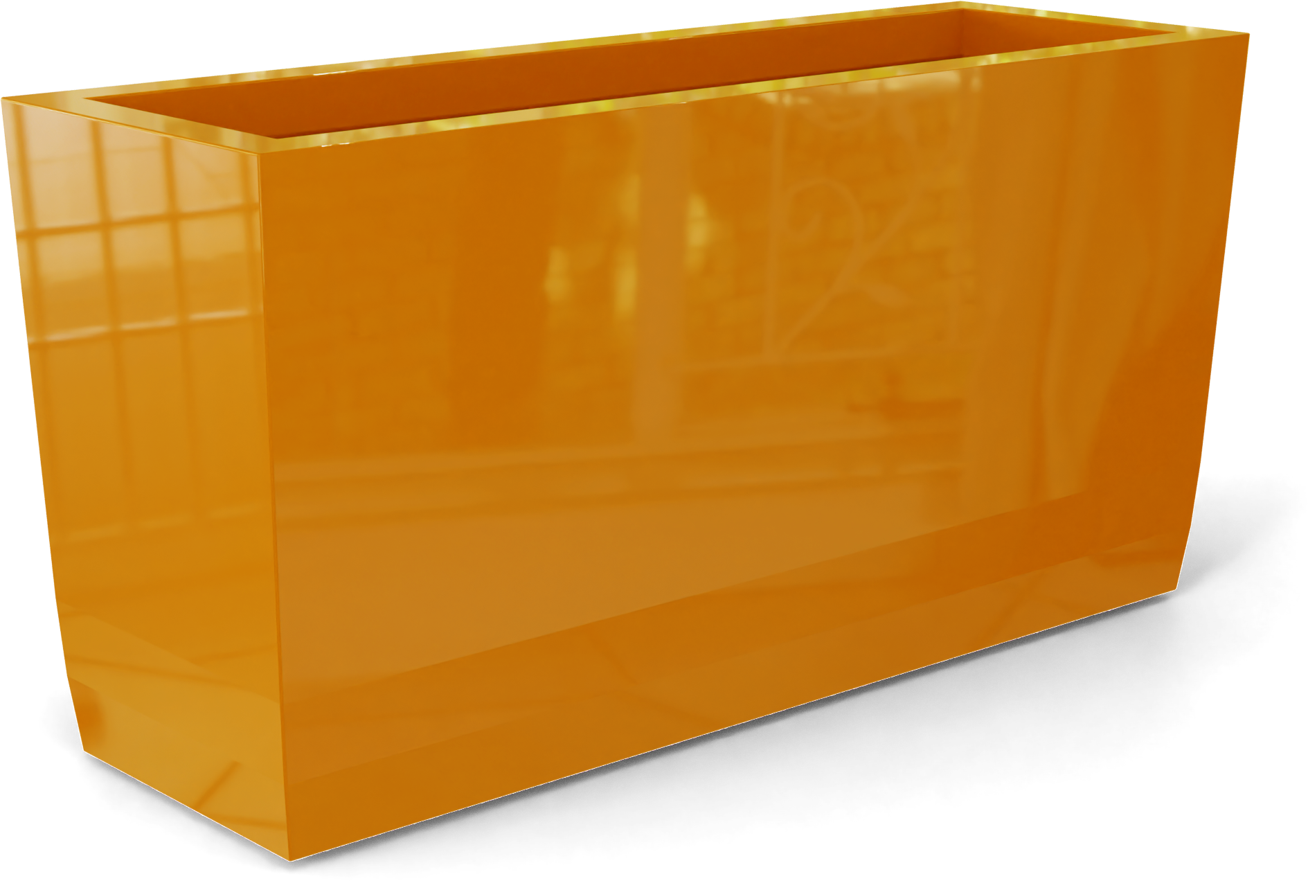 Panama Curved Rectangular Fiberglass Planter in Gloss Tangerine