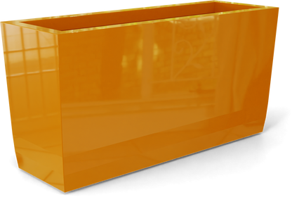 Panama Curved Rectangular Fiberglass Planter in Gloss Tangerine