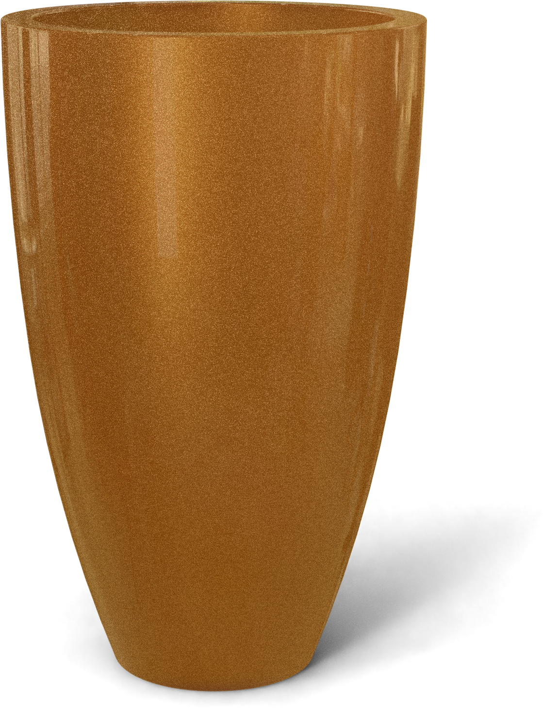 Brannan Round Fiberglass Planter in Metallic Bronze