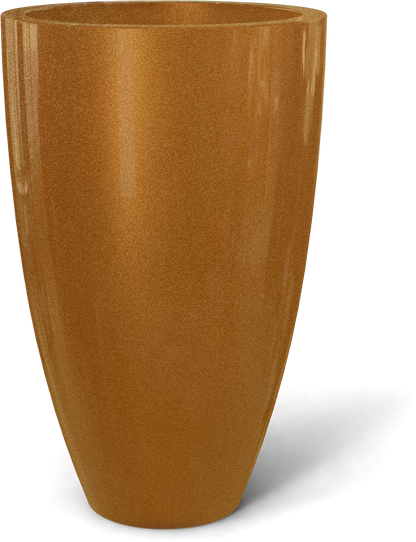 Brannan Round Fiberglass Planter in Metallic Bronze