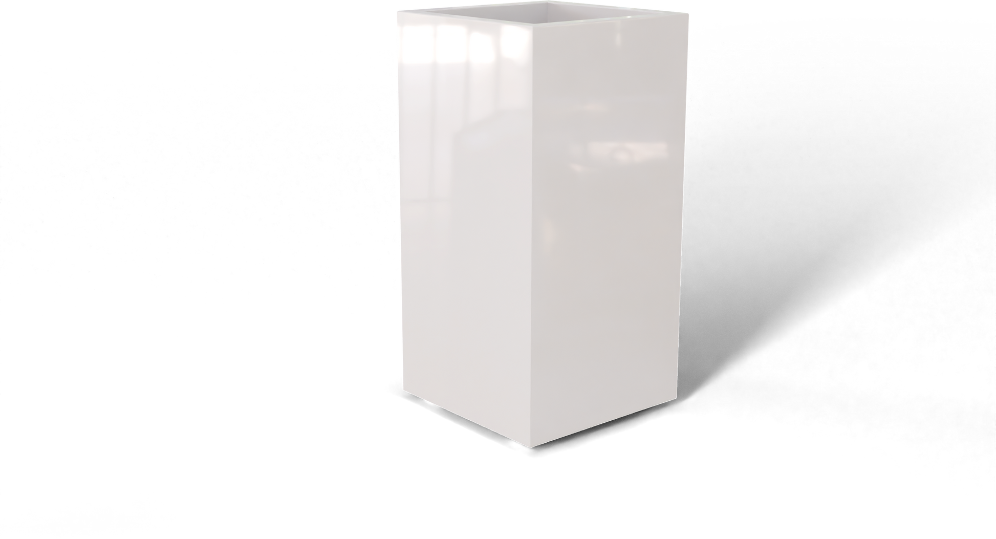 Potsdam Rectangular Fiberglass Planter in Gloss Bright White