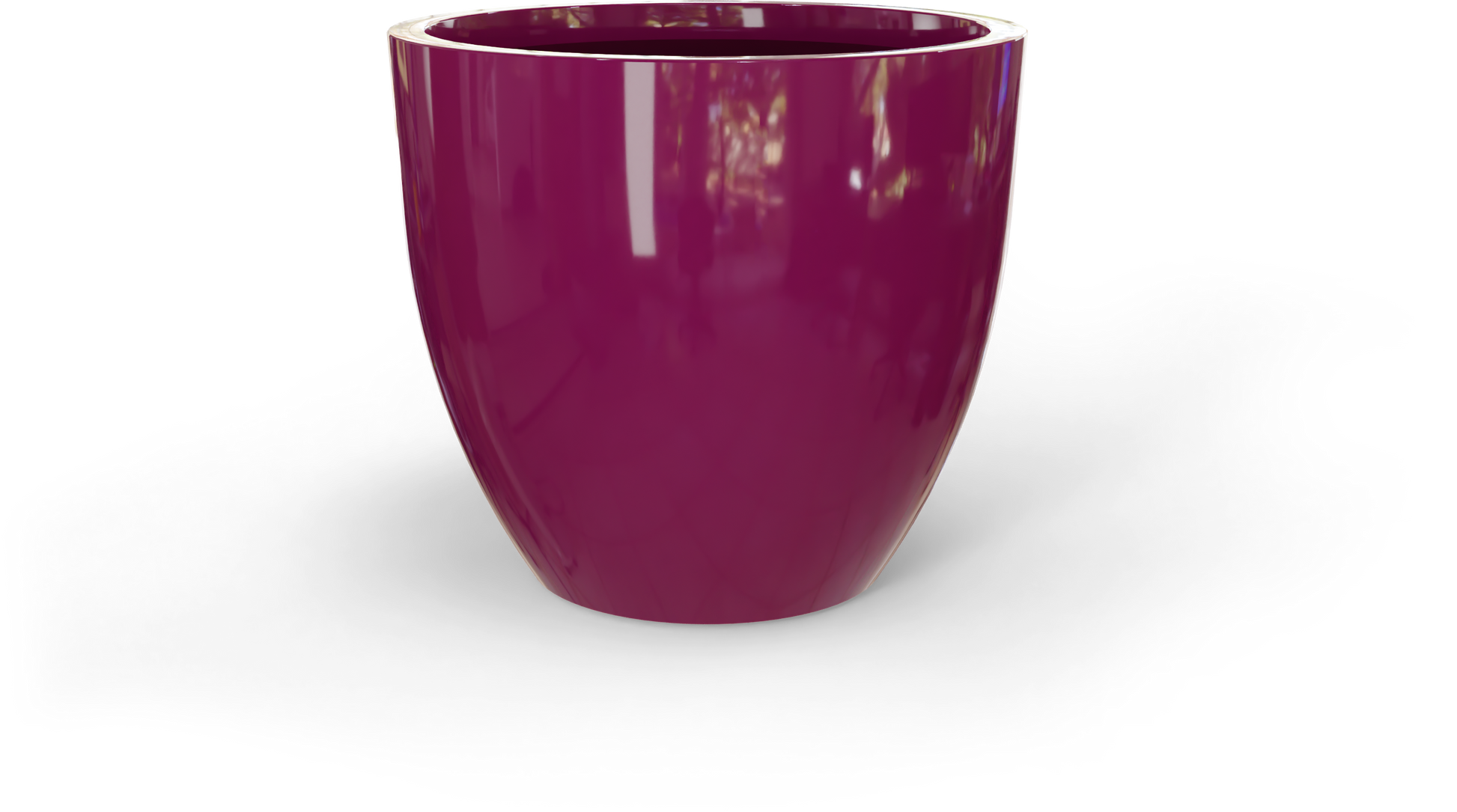 Wannsee Round Fiberglass Planter in Gloss Eggplant
