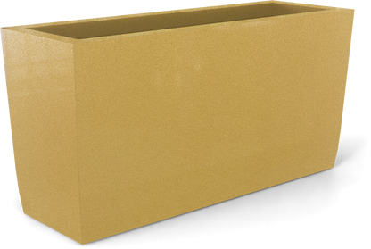 Panama Curved Rectangular Fiberglass Planter in Gloss Metallic Gold
