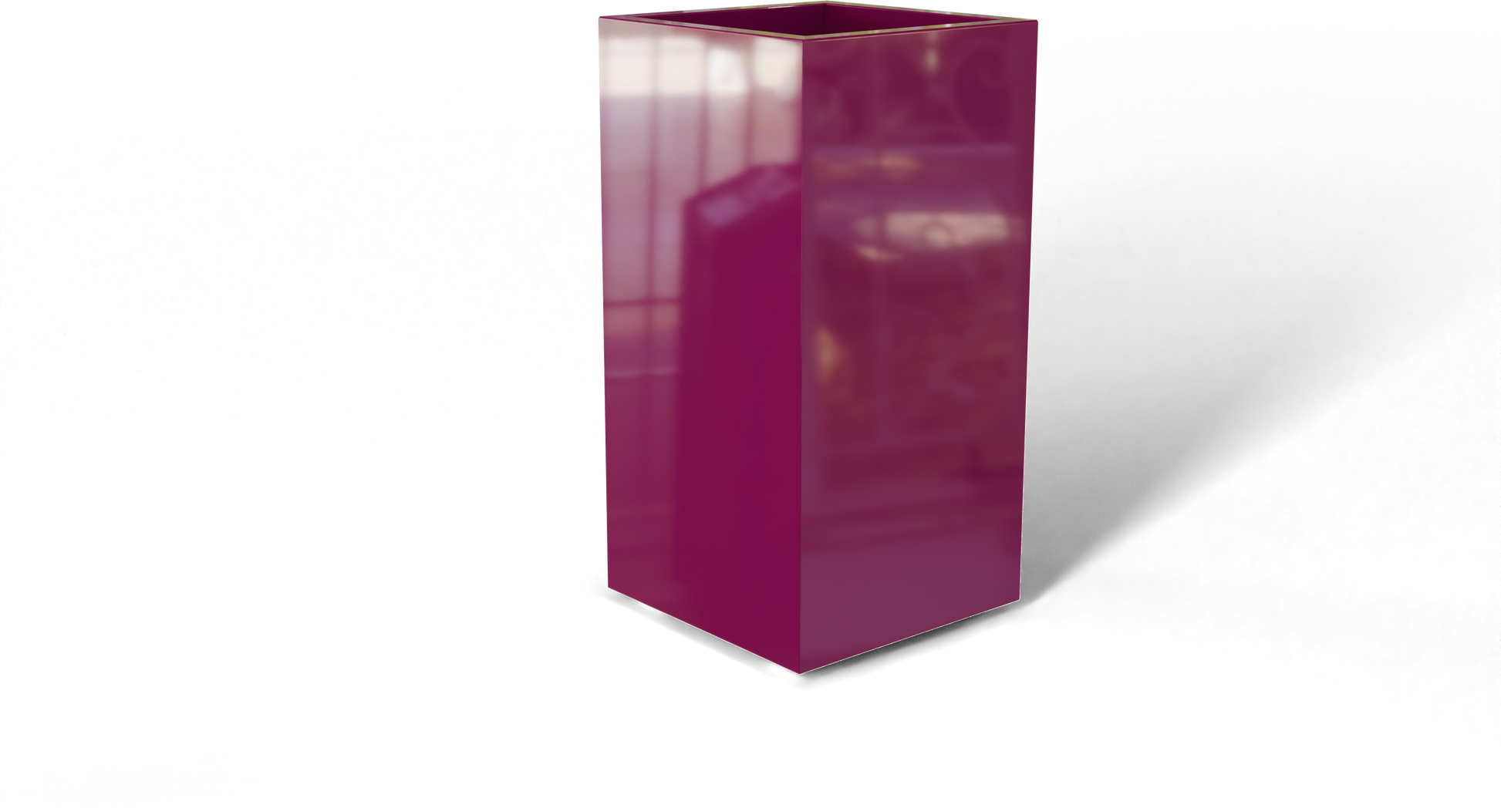 Potsdam Rectangular Fiberglass Planter in Gloss Eggplant
