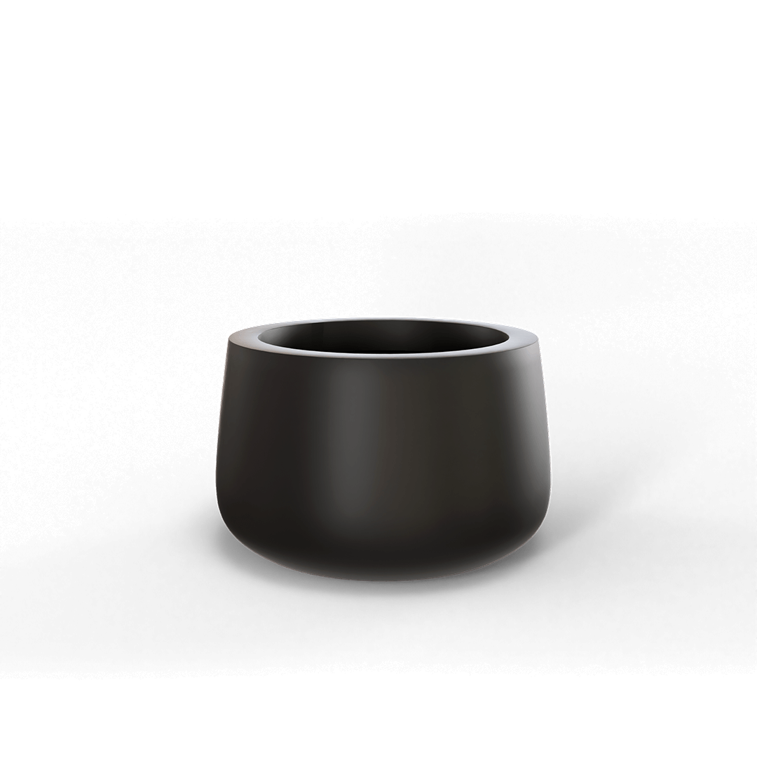 Short Hayden Round Fiberglass Planter in Matte Black