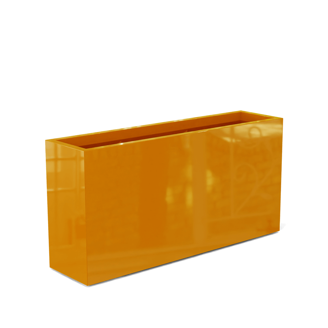 Hollywood Rectangular Fiberglass Planter in Gloss Tangerine
