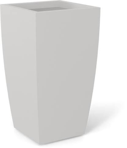 Toulan Tall Tapered Square Fiberglass Planter in Matte Cement Grey