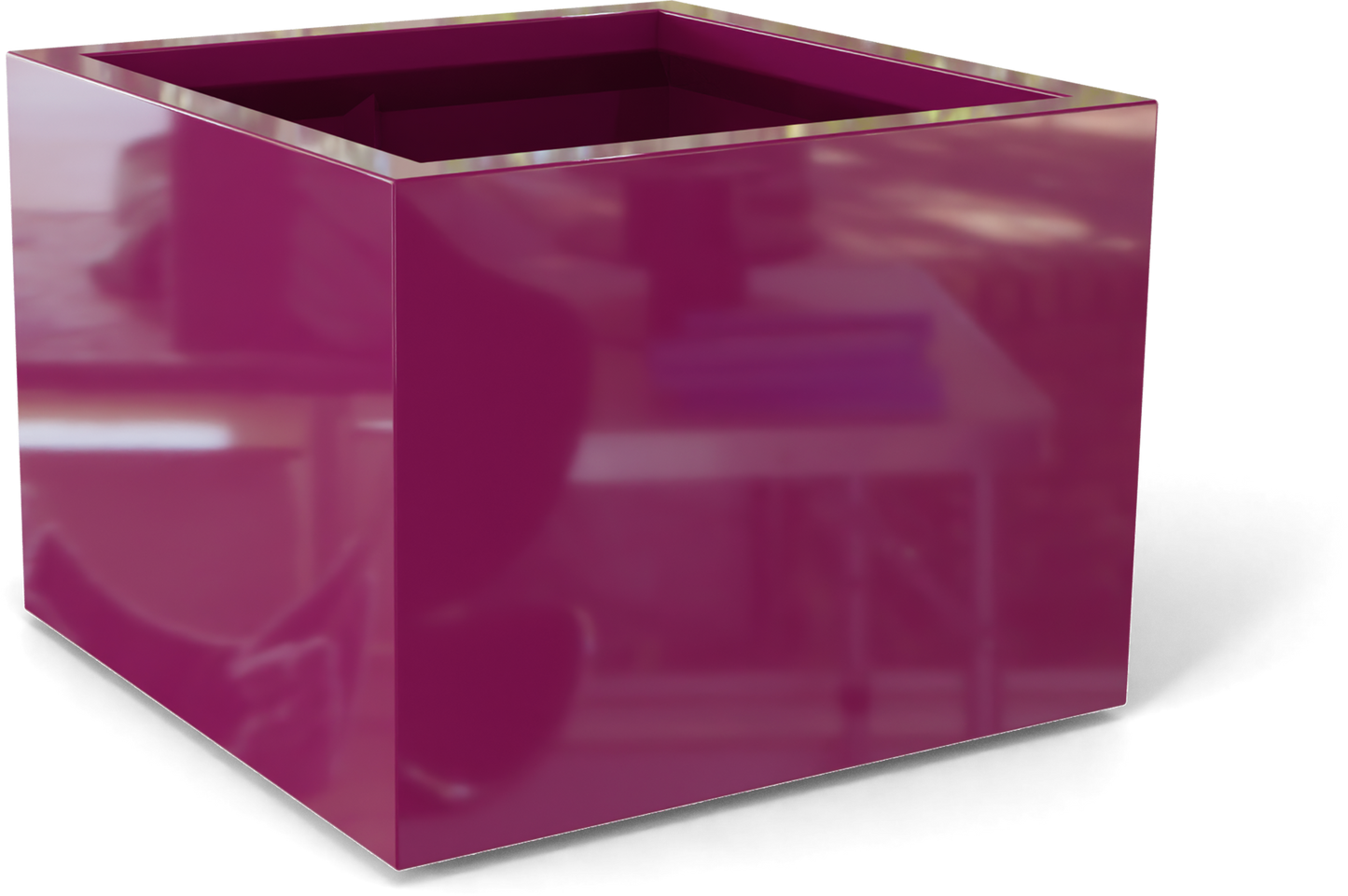 Torino Rectangular Fiberglass Planter in Gloss Eggplant