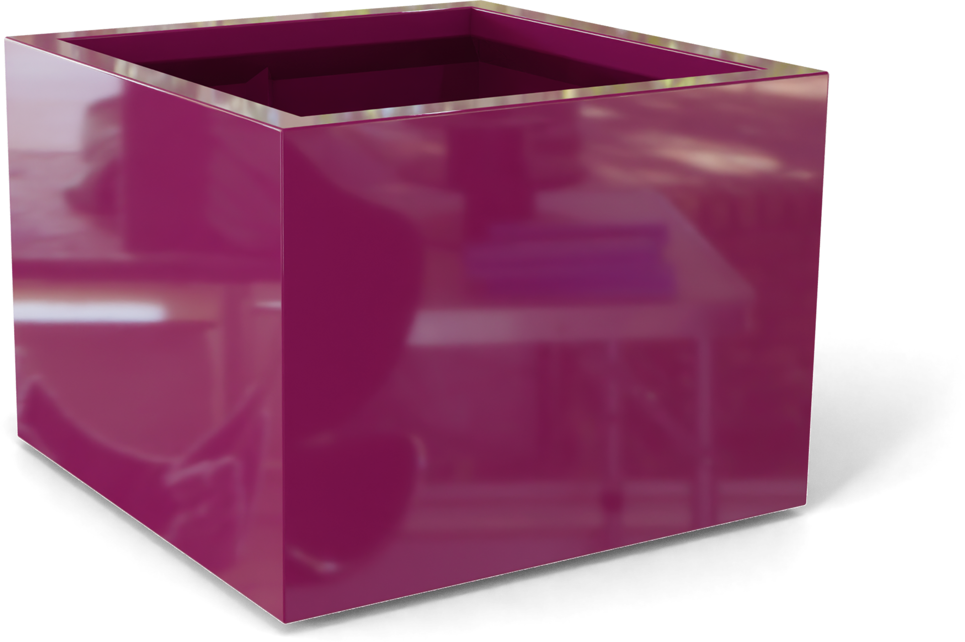 Torino Rectangular Fiberglass Planter in Gloss Eggplant
