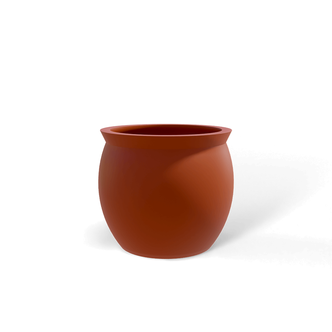 Shanghai Bowl Fiberglass Planter in Matte Terra Cotta