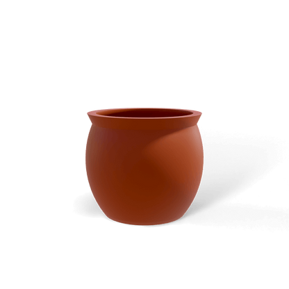 Shanghai Bowl Fiberglass Planter in Matte Terra Cotta