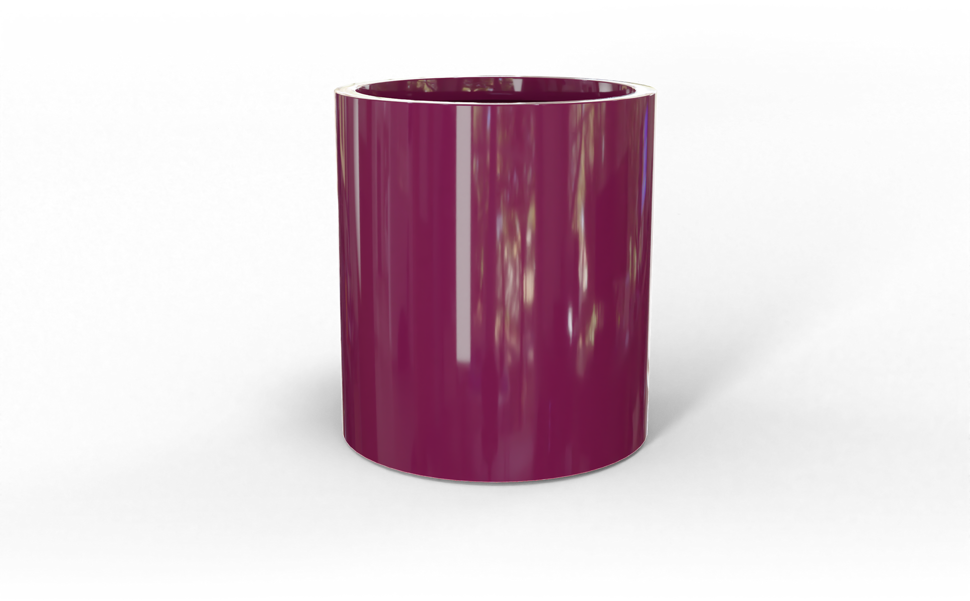 Rio Grande Round Fiberglass Planter in Gloss Eggplant