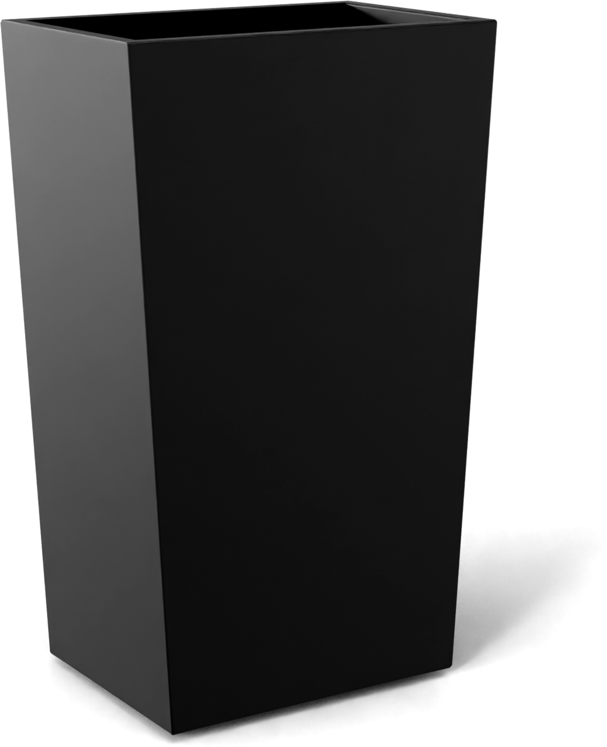 Amsterdam Tapered Rectangular Fiberglass Planter in Matte Black