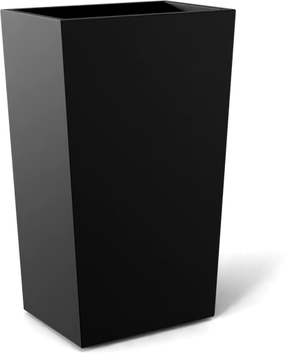 Amsterdam Tapered Rectangular Fiberglass Planter in Matte Black